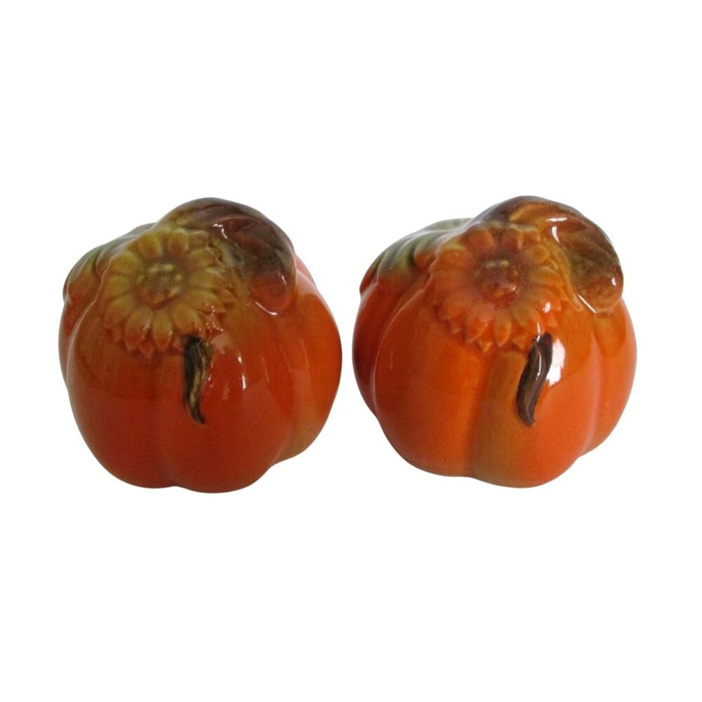 Pumpkin Sunflower Salt Pepper Shakers - Vintage Fall Autumn Thanksgiving Decor